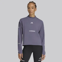 adidas Damen Adi365 Climacool+ Lauf Rundhals Sweatshirt Preloved Violet