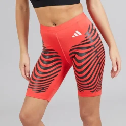 adidas Damen Adizero Responsive Control Lauf Tights Kurzes Bein Leggings Semi Lucid Red/Schwarz