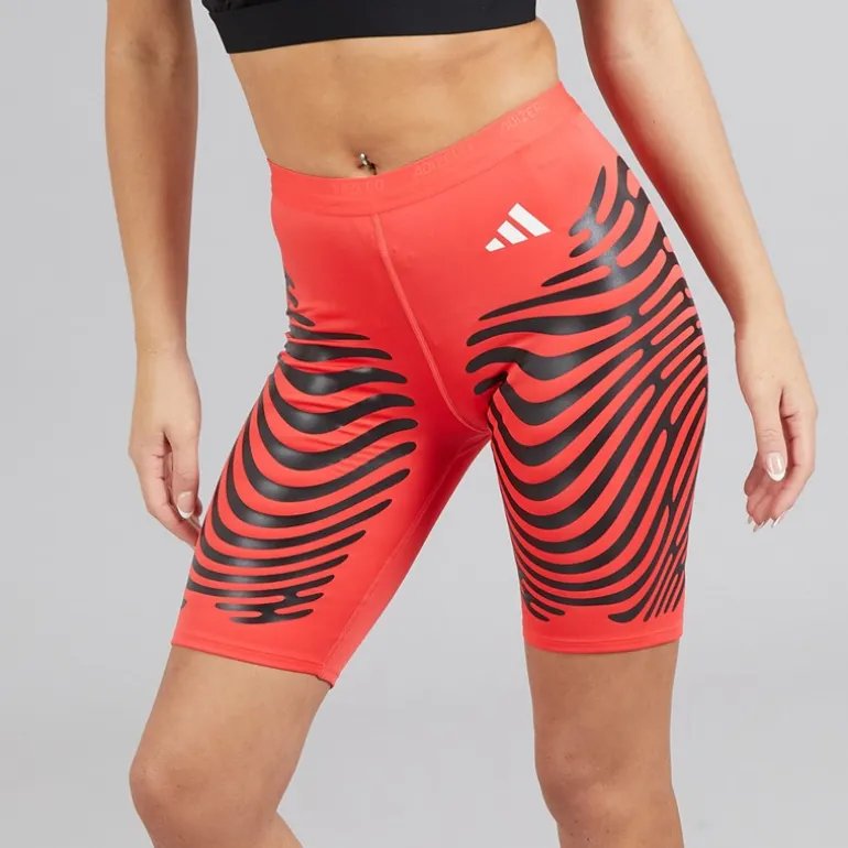 adidas Damen Adizero Responsive Control Lauf Tights Kurzes Bein Leggings Semi Lucid Red/Schwarz