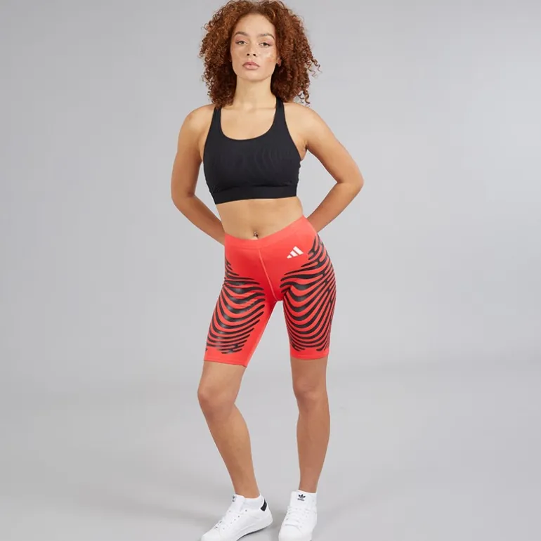 adidas Damen Adizero Responsive Control Lauf Tights Kurzes Bein Leggings Semi Lucid Red/Schwarz