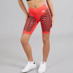 adidas Damen Adizero Responsive Control Lauf Tights Kurzes Bein Leggings Semi Lucid Red/Schwarz