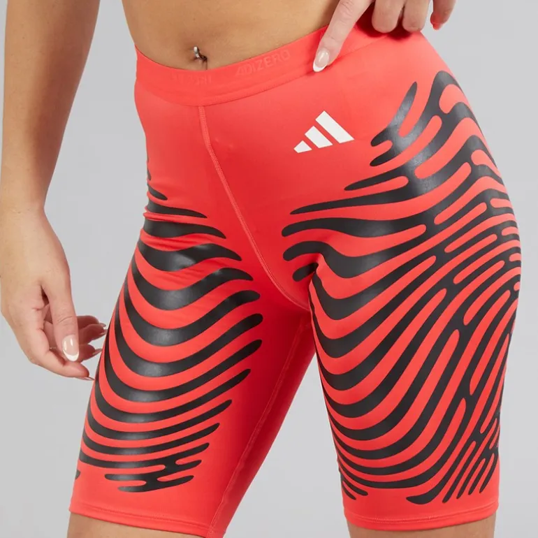 adidas Damen Adizero Responsive Control Lauf Tights Kurzes Bein Leggings Semi Lucid Red/Schwarz