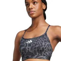 adidas Damen Aeroreact Grafik leichter Stütz BH Schwarz