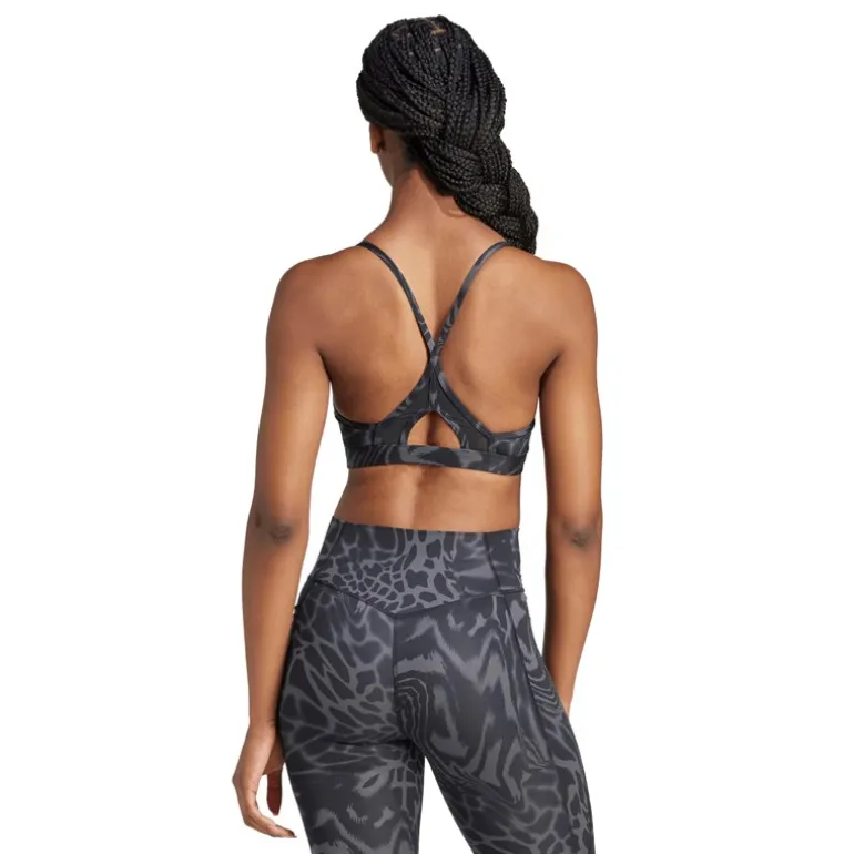 adidas Damen Aeroreact Grafik leichter Stütz BH Schwarz