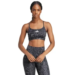 adidas Damen Aeroreact Grafik leichter Stütz BH Schwarz