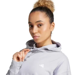 adidas Damen AEROREADY Game And Go Hoodie Glory Grey/Weiß