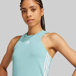 adidas Damen AEROREADY Train Essentials 3 Streifen Tank Top Mint Tone/Weiß