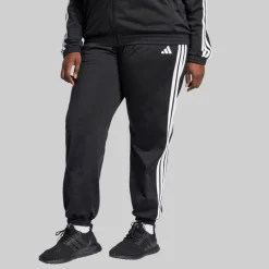 adidas Damen Übergrößen Trikot 3 Streifen Trainingshose Schwarz/Weiß