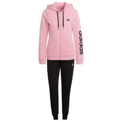 adidas Damen Essentials Logo French Terry Trainingsanzug Light Pink/Schwarz