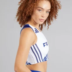 adidas Damen FFA Frankreich Lauf Crop Top Weiß