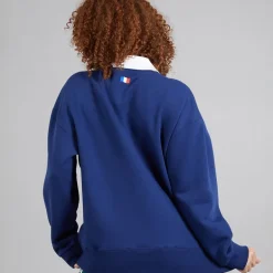 adidas Damen FFC Frankreich Rugby Langarm Sweatshirt Dark Blue/Weiß