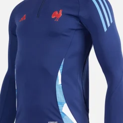 adidas Damen FFR Frankreich Rugby Trainings Oberteil Dark Blue