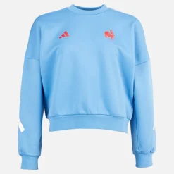 adidas Damen FFR Frankreich Rugby Z.N.E. Reise Sweatshirt Focus Blue
