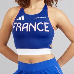 adidas Damen FFR Team Frankreich Lauf Top Semi Lucid Blue