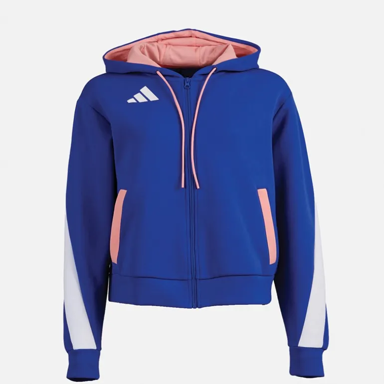adidas Damen FFR Team Frankreich Hoodie Semi Lucid Blue