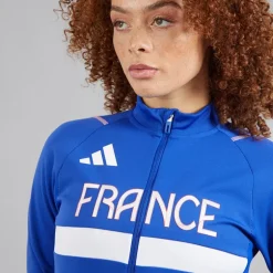 adidas Damen FFR Team Frankreich Trainingsjacke Semi Lucid Blue