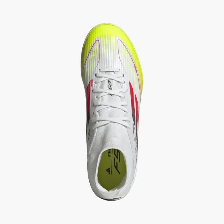 adidas Damen F50 Liga Mid Reine Sieg Pack TF Kunstrasen Fußballschuhe Cloud White/Lucid Red/Solar Yellow
