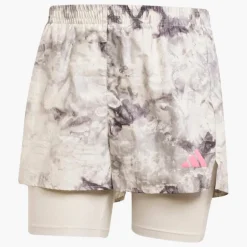 adidas Damen Own The Run Spray Dye 2 in 1 Laufshorts Orbit Grey/Schwarz