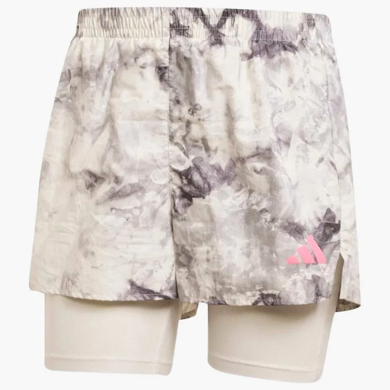 adidas Damen Own The Run Spray Dye 2 in 1 Laufshorts Orbit Grey/Schwarz