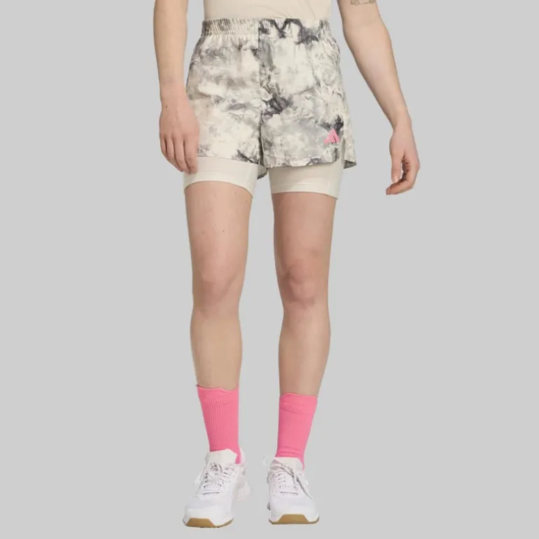 adidas Damen Own The Run Spray Dye 2 in 1 Laufshorts Orbit Grey/Schwarz