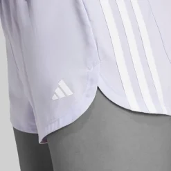 adidas Damen Pacer Training 3 Streifen Gewebte High Rise Shorts Violet Tone/Weiss