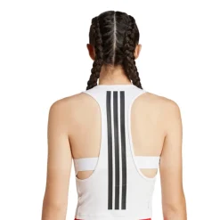 adidas Damen Power 3 Streifen Racerback Tank Top Weiß