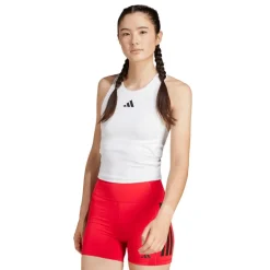 adidas Damen Power 3 Streifen Racerback Tank Top Weiß