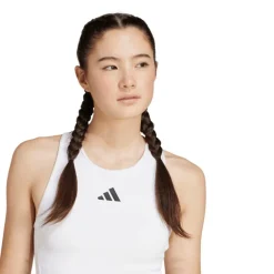 adidas Damen Power 3 Streifen Racerback Tank Top Weiß