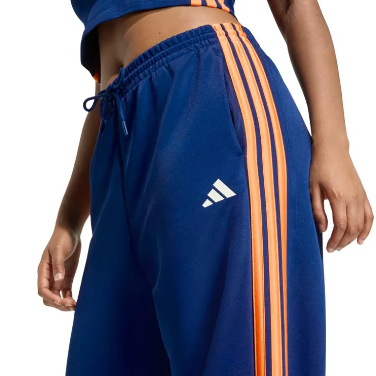 adidas Damen Stadion 3 Streifen Trainingshose Dark Blue/Pure Orange/Off White
