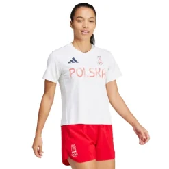 adidas Damen Team Polen Olympisches Trainings T Shirt Weiß