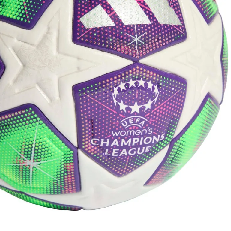 adidas Damen UEFA Champions League 25/26 Offizieller Pro Match Fußball (FIFA Quality Pro Zertifiziert) Weiß/Shock Pink/Multi/Solar Yellow