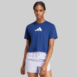 adidas Damen Workout Großes Logo T Shirt Dark Blue
