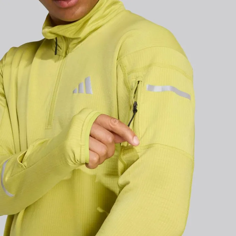 adidas Herren Adi365 Climawarm+ Lauf Halber Reißverschluss Oberteil Preloved Lime