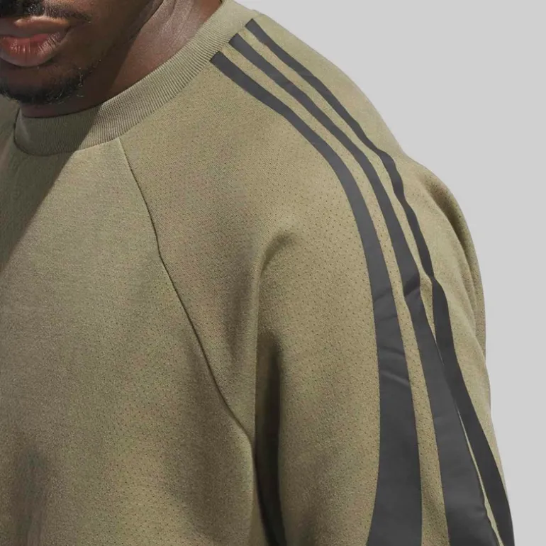 adidas Herren adidas Basketball Kurzarm Sweatshirt Olive Strata
