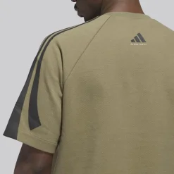 adidas Herren adidas Basketball Kurzarm Sweatshirt Olive Strata
