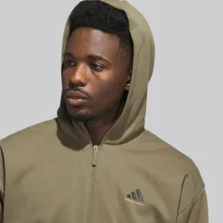 adidas Herren adidas Basketball Full-Zip Hoodie Olive Strata