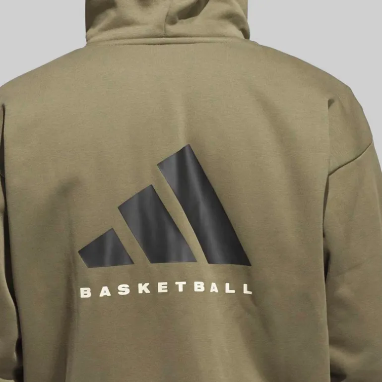 adidas Herren adidas Basketball Full-Zip Hoodie Olive Strata