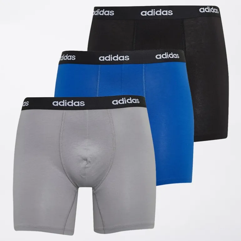 adidas Herren Baumwolle Stretch Drei Pack Boxer Slips Schwarz/Grau/Royal