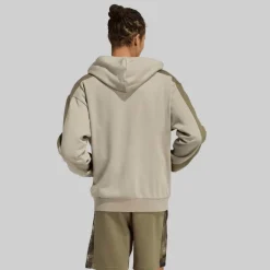 adidas Herren College Fleece durchgehender Reißverschluss Hoodie Silver Pebble/Olive Strata