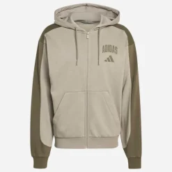 adidas Herren College Fleece durchgehender Reißverschluss Hoodie Silver Pebble/Olive Strata