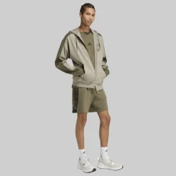adidas Herren College Fleece durchgehender Reißverschluss Hoodie Silver Pebble/Olive Strata