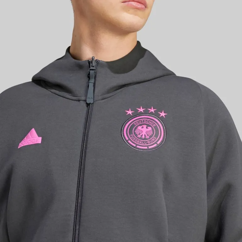 adidas Herren DFB Deutschland 24 Reise Full Zip Hoodie Carbon