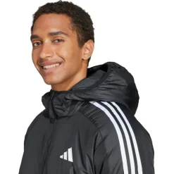 adidas Herren Essentials 3 Streifen Isolierte Kapuzenjacke Schwarz