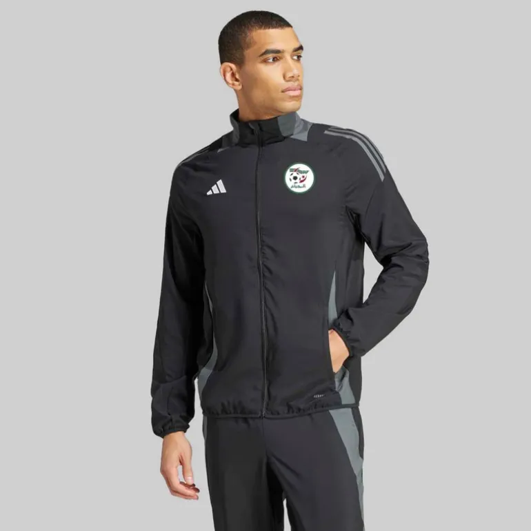 adidas Herren FAF Algerien FC 24/25 Präsentationsjacke Schwarz/Team Dark Grey