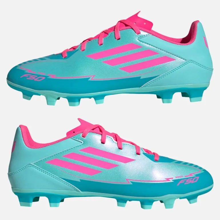 adidas Herren F50 Club Messi FG/MG feste/multidynamische Fußballschuhe Flash Aqua/Lucid Pink/Lucid Cyan