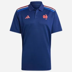 adidas Herren FFR Frankreich Rugby Heim Unterstützer Polo Hemd Dark Blue