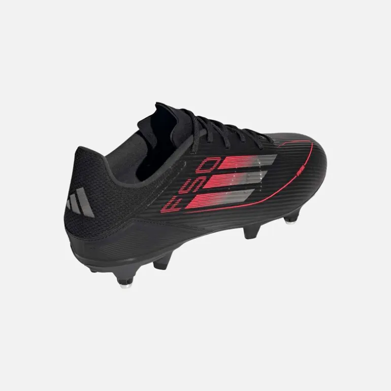 adidas Herren F50 League Stealth Victory Pack SG Weicher Boden Fußballschuhe Schwarz/Iron Metallic/Lucid Red