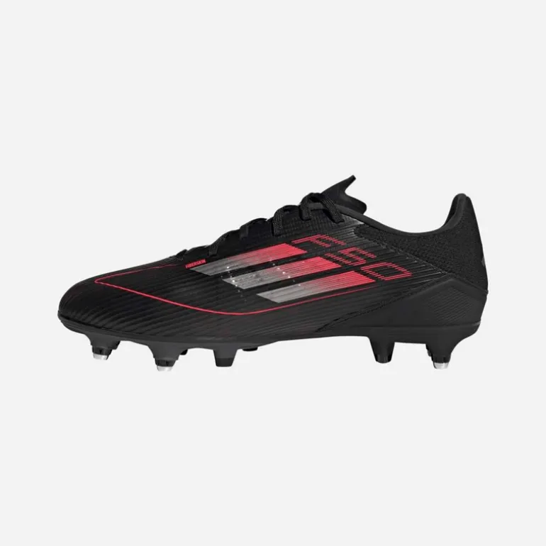 adidas Herren F50 League Stealth Victory Pack SG Weicher Boden Fußballschuhe Schwarz/Iron Metallic/Lucid Red
