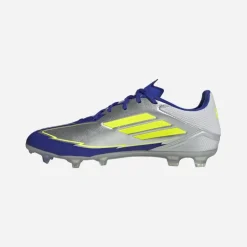adidas Herren F50 Liga Messi La Vida Rapida Pack FG/MG Kunstrasen/Naturrasen Fußballschuhe Silver Metallic/Solar Yellow/Lucid Blue