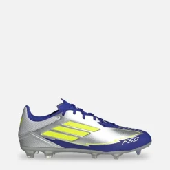 adidas Herren F50 Liga Messi La Vida Rapida Pack FG/MG Kunstrasen/Naturrasen Fußballschuhe Silver Metallic/Solar Yellow/Lucid Blue